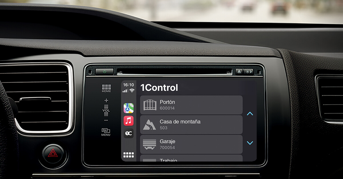 Apertura de la puerta de garaje desde Apple CarPlay y Android Auto con 1Control