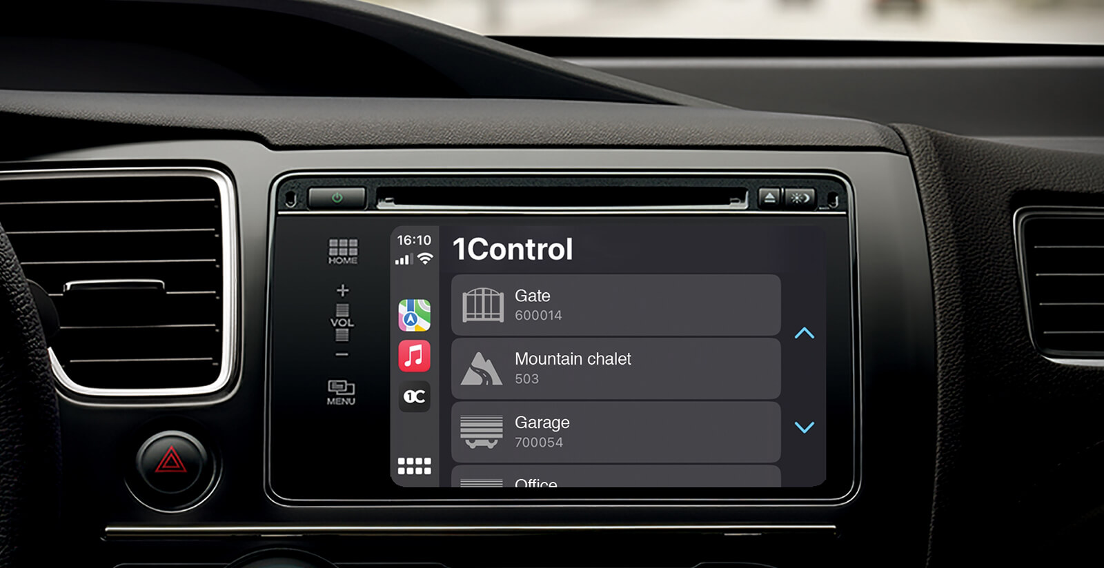 Opening the gate and garage from Apple CarPlay and Android Auto with 1Control LINK