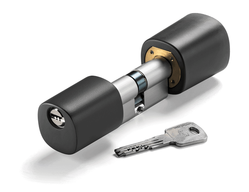 Smart lock no drilling: 1Control DORY Euro cylinder ready to slide into the existing door without holes or wiring