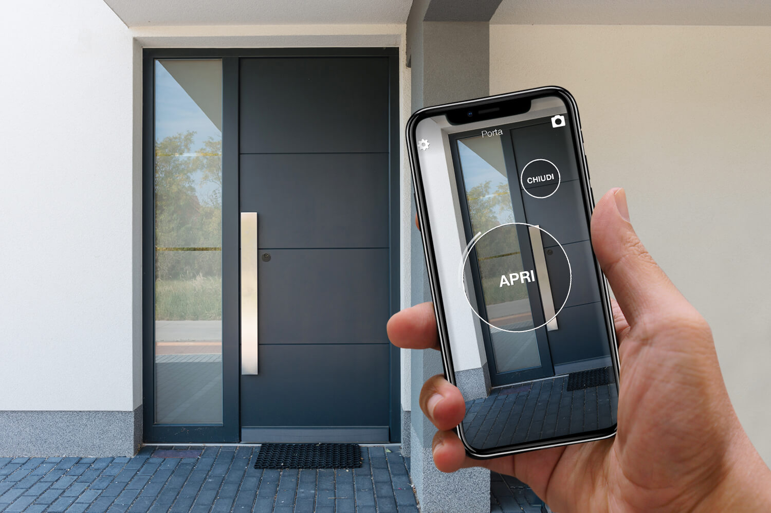 Smart Home ohne Installation: smarte Tür mit 1Control DORY und Smartphone-Öffnung